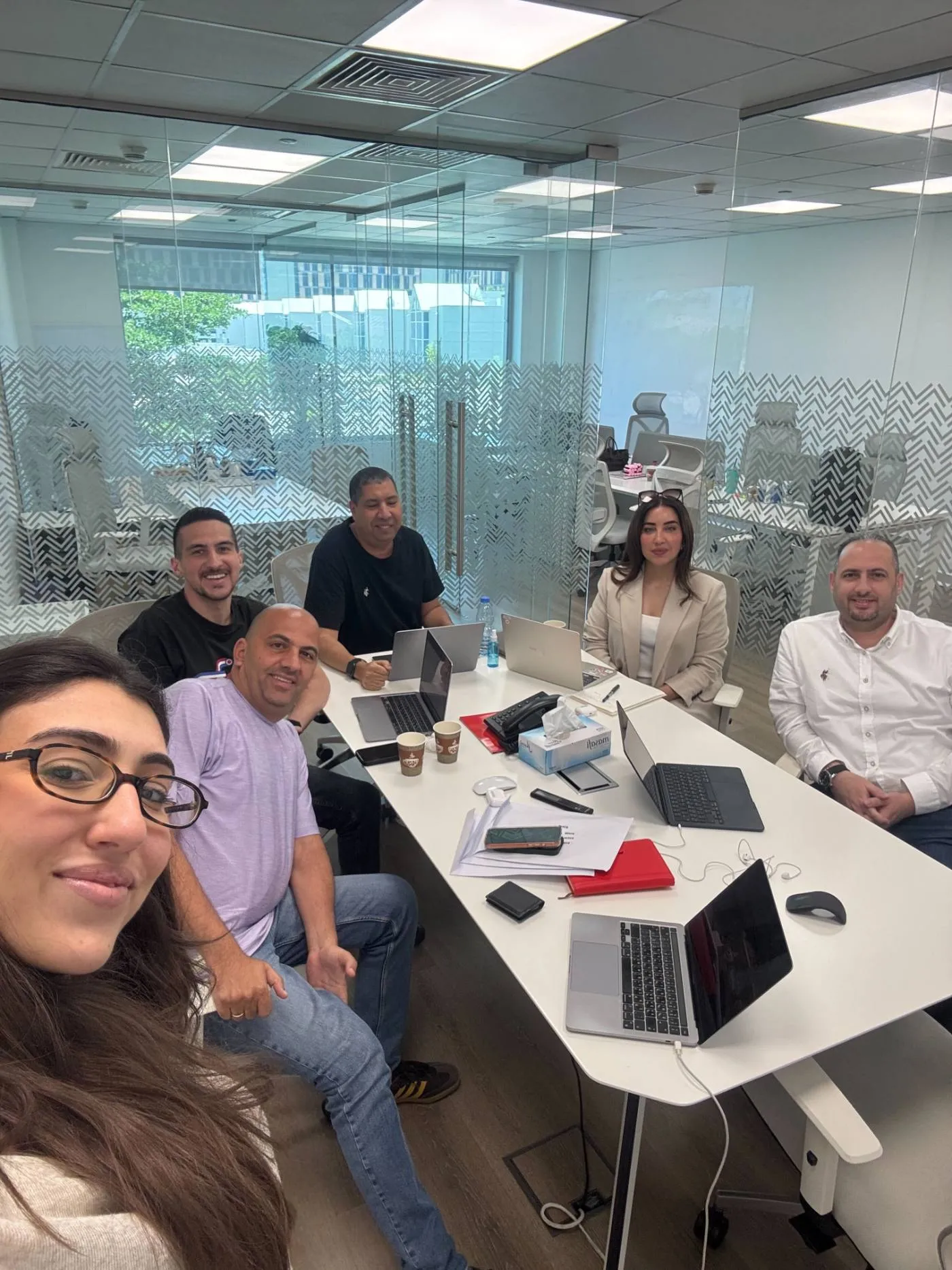 Team working together in a meeting room